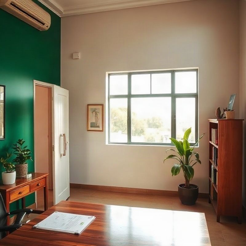 Bright modern real estate office interior with emerald accents in Kakamega