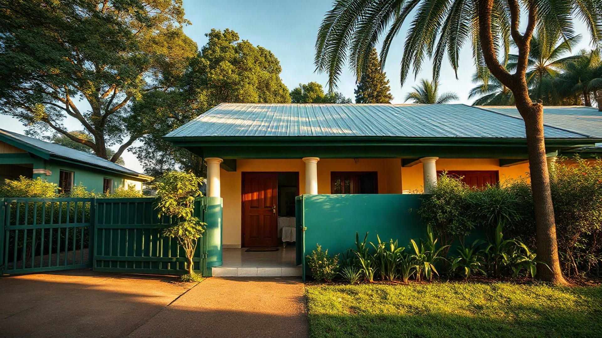 Emerald-green gated family home in Kakamega bathed in morning light